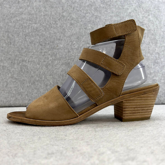 Eileen Fisher Shoes - Eileen Fisher Vessey Leather Ankle Strap Sandal-Brown Tan-Block Heel -Women 9.5